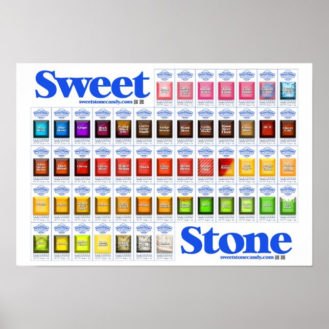 Poster de la liste des bonbons SweetStone (Devant)