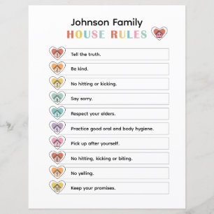 Poster de la liste des règles de la maison familia