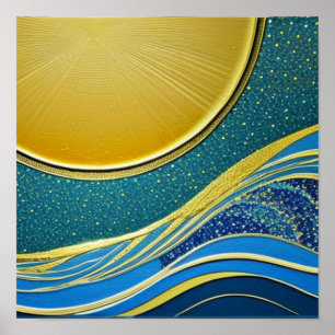 Poster de la lune et des vagues