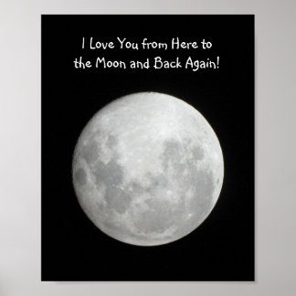Poster de la lune Je t'aime d'ici à la lune