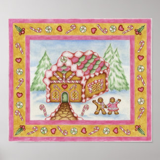 Poster de la maison de coeur en pain d'épices