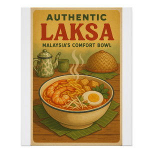 Poster de la Malaisie rétro Laksa - Art de l'Asie
