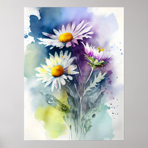 Poster de la marguerite aquarelle