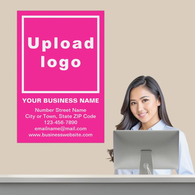 Poster de la marque commerciale sur rose (Business brand on pink poster in business reception.)