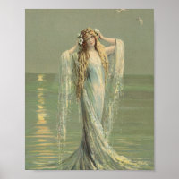 Poster de la mer de sirène vintage Mur Art antique