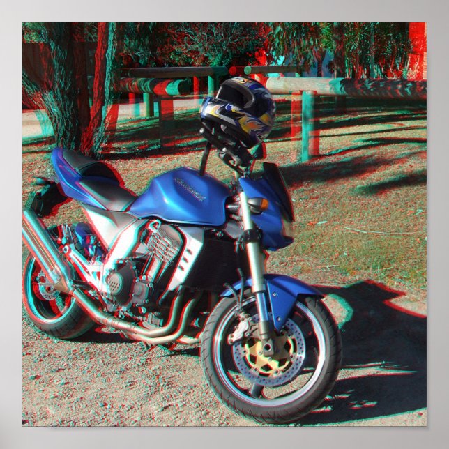 Poster de la moto Kawasaki Z1000 3D Anaglyph (Devant)
