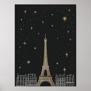 Poster de la nuit étoilée à Paris