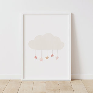 Poster de la Nursery Neutral Watercolor Cloud et S