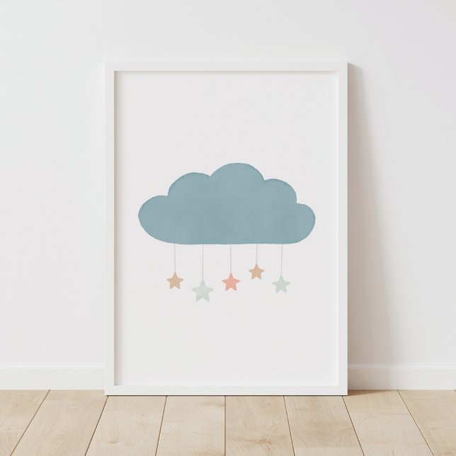 Poster de la Nursery Pastel Watercolor Cloud et St (Créateur téléchargé)