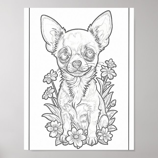 Poster De La Page De Coloration Du Chihuahua Avec  (Devant)