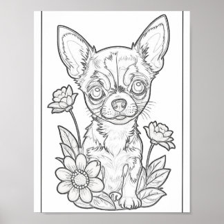 Poster De La Page De Coloriage Chihuahua Puppy And