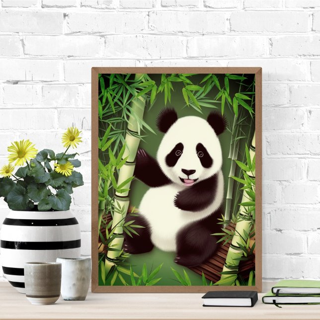 Poster De La Panda Cute Dans La Forêt De Bambou (Créateur téléchargé)
