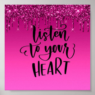 Poster de la Parties scintillant à gouttes roses