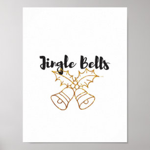 Poster de la Parties scintillant d'or Jingle Bells