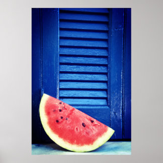 Poster de la pastèque et de la fenêtre bleue