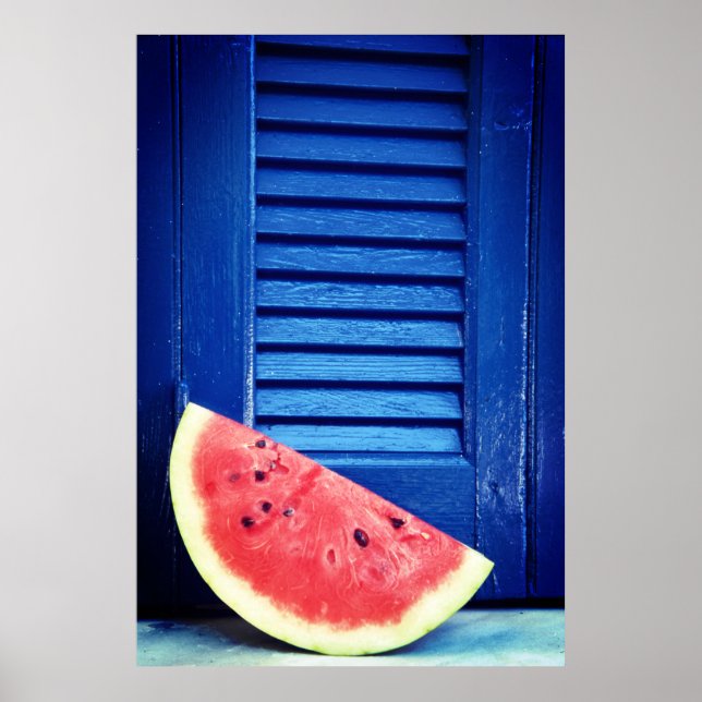 Poster de la pastèque et de la fenêtre bleue (Devant)