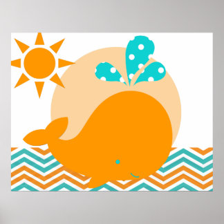 Poster de la pépinière d'Orange et de Baleine Bleu