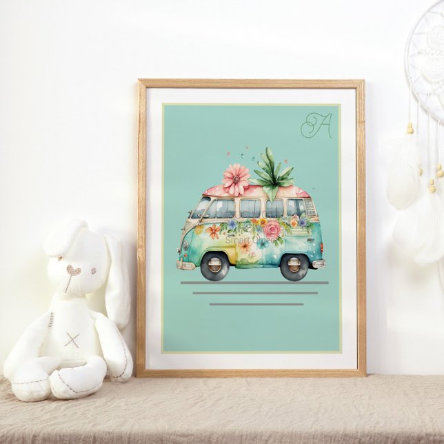 Poster de la pépinière Pastel Watercolor Bus (Créateur téléchargé)