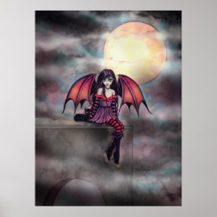 Poster de la petite vampire gothique Fée et chat