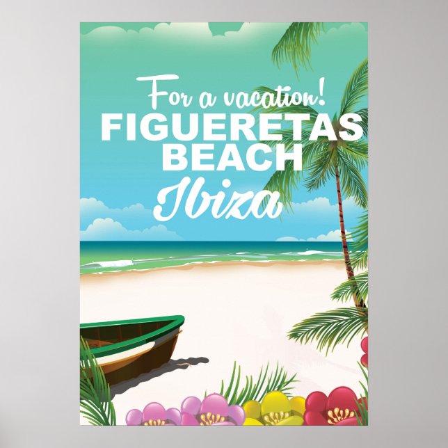 Poster de la plage de Figueretas Ibiza (Devant)