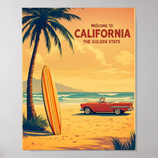 Poster de la plage Retro California