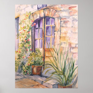 Poster de la porte vintage aquarelle