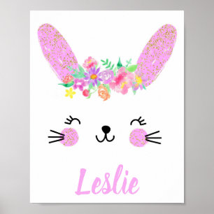 Poster de la pouponnière de lapin d'or violet Nom