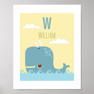 Poster de la pouponnière personnalisée de baleine