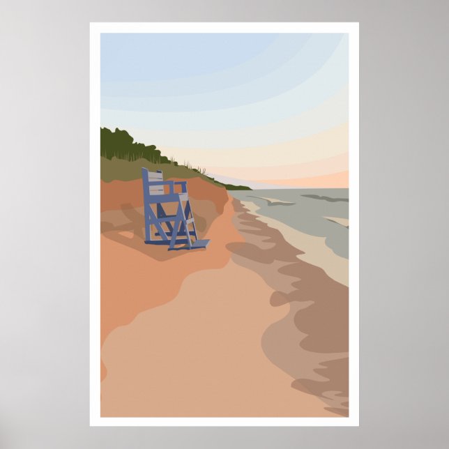 Poster de la rive du lac Michigan, 24 po x 36 po (Devant)