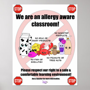 Poster de la salle de classe Allergy Aware