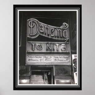 Poster de la salle de danse B&W vintage 16 x 20