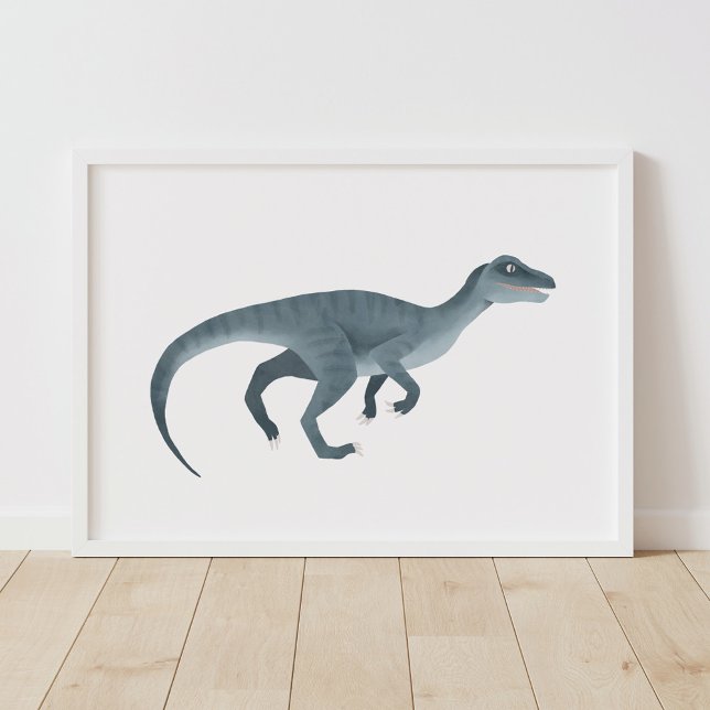 Poster de la salle d'enfants Dinosaur Raptor bleu (Créateur téléchargé)