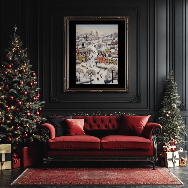 Poster de la scène hivernale style d'art populaire (Créateur téléchargé)