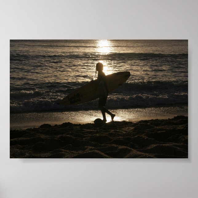 Poster de la silhouette de surfer (Devant)