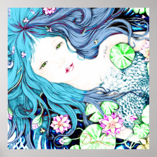 Poster de la sirène Princesse dans les bleues