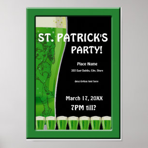 Poster de la Soirée de la Bière Verte St Patrick