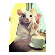 Poster de la souris du matin cosy - joli animal Ar