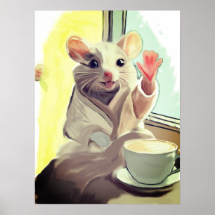 Poster de la souris du matin cosy - joli animal Ar