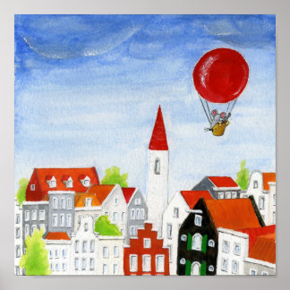 Poster de la souris et des toits de ballon