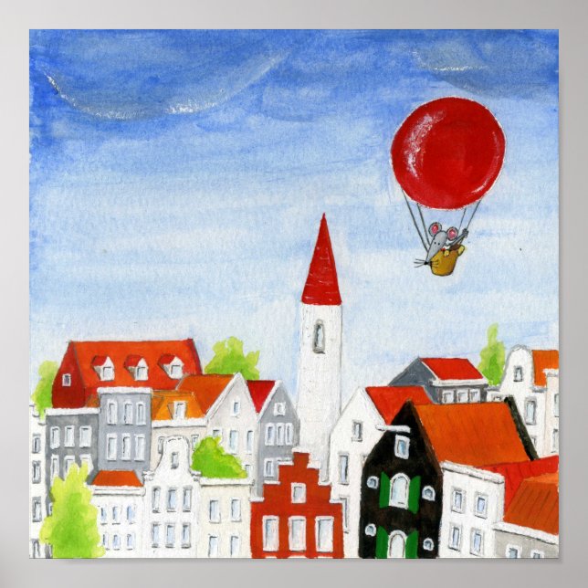 Poster de la souris et des toits de ballon (Devant)