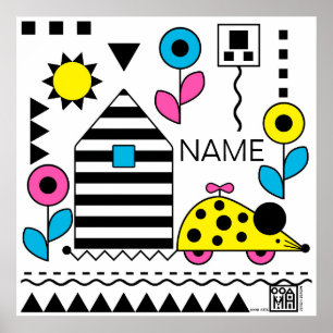 Poster de la souris Wheelie et de la maison -CMJN