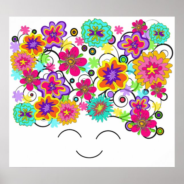Poster de la tête de fleur super Rerto (Devant)
