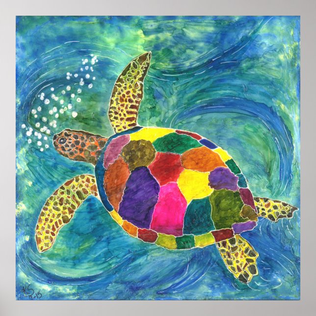 Poster de la tortue de mer 24" x 24" (Vous Customi (Devant)