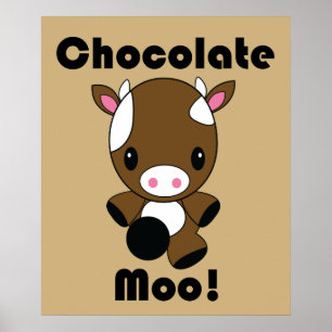 Poster de la vache Moo Kawaii au chocolat