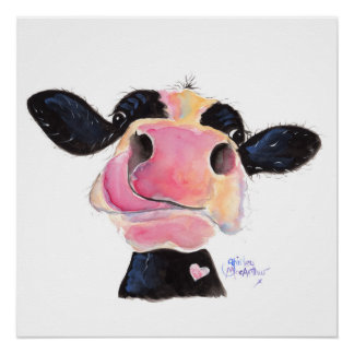 Poster de la vache Nosey 'Jammie Jessie' Imprimer