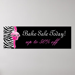 Poster de la vente de gâteau Cute Zebra Cupcake ro