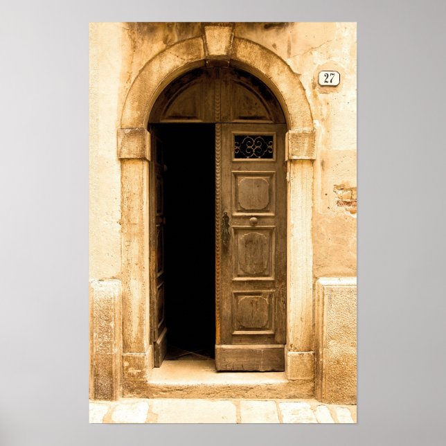 Poster de la vieille porte dans l'ancien bâtiment, (Devant)