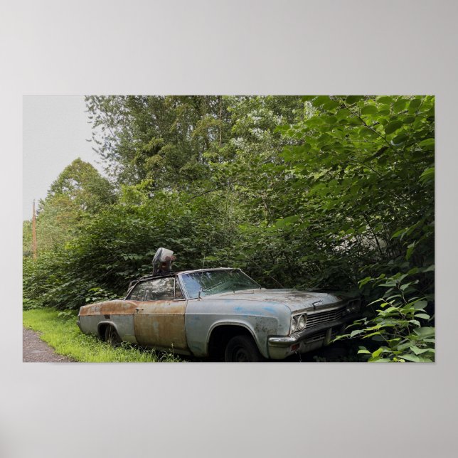 Poster de la vieille voiture abandonné (Devant)
