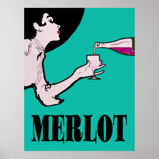 Poster de la Vintage dame du vin de Merlot (Devant)