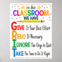 Poster de l'acronyme GRIT Classroom
